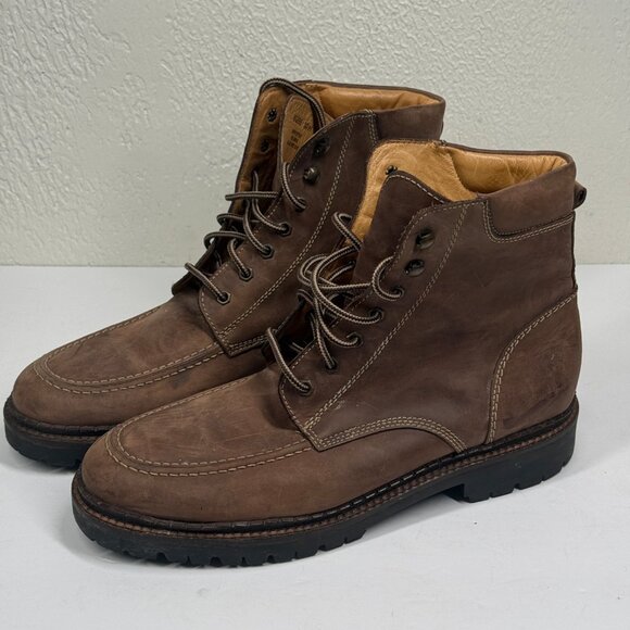 J.Crew Boots Moc Toe Rugged Brown Leather Lace-Up Workwear Size 10H - Picture 3 of 8